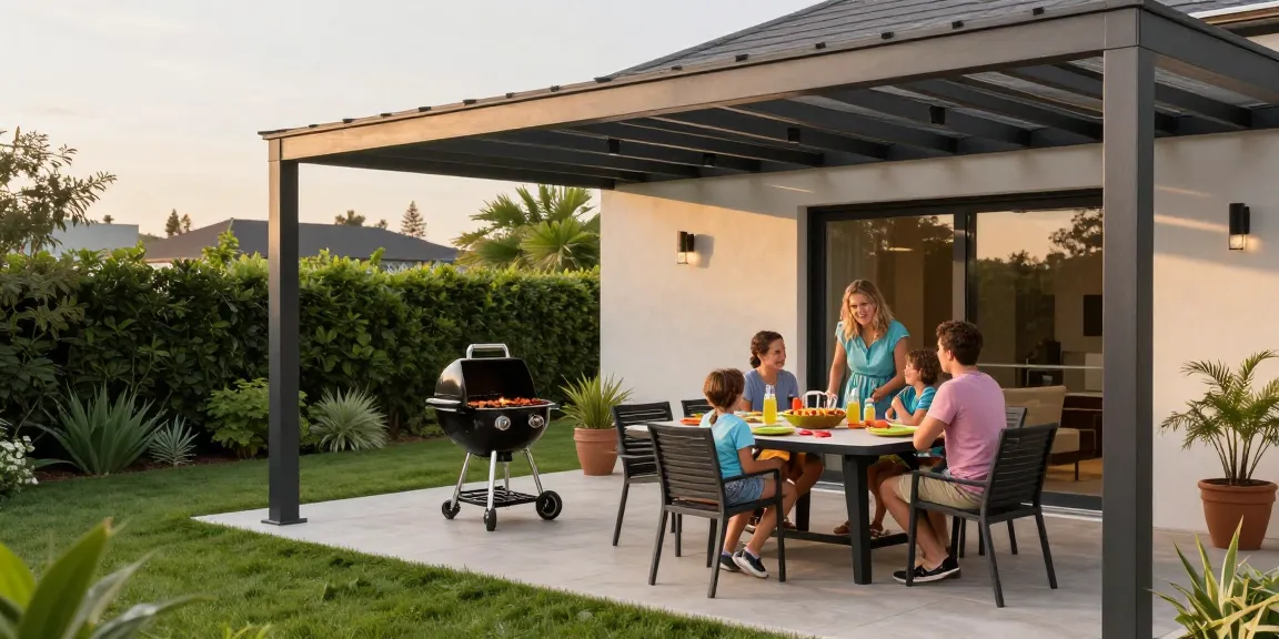 Terrassenüberdachungen aus Aluminium schaffen einladende Außenbereiche für Feste mit Familie und Freunden.