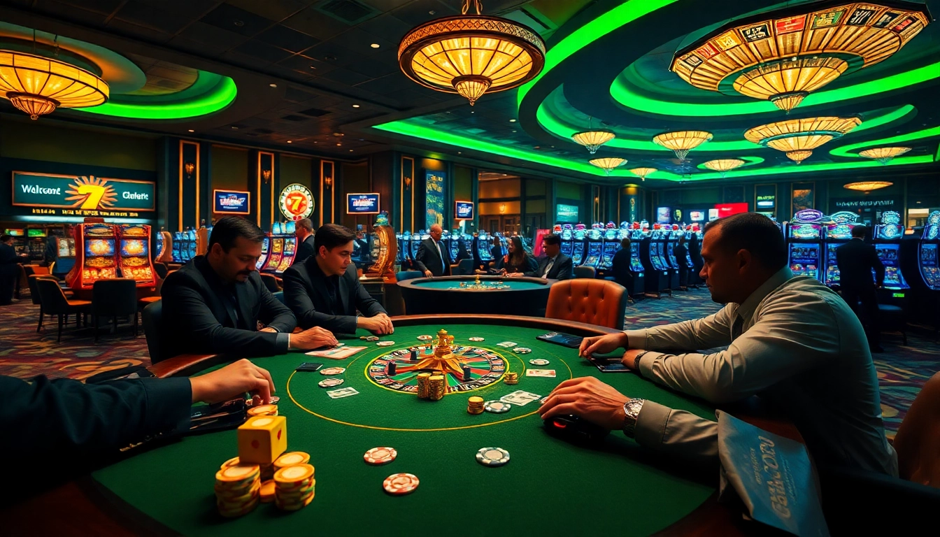 High-stakes poker table at a casino showcasing 7m excitement and luxury.