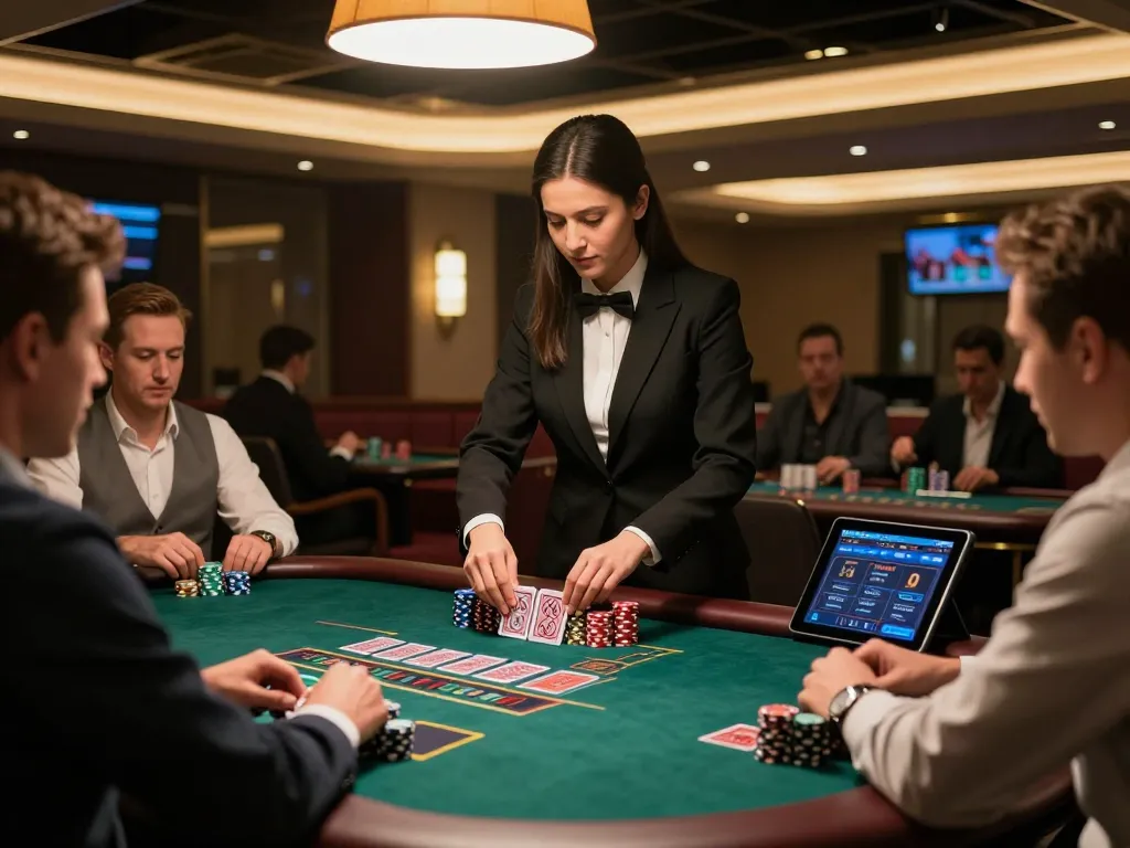Players engage in a live dealer blackjack game at SC88E's upscale online casino, enhancing their gambling strategy.