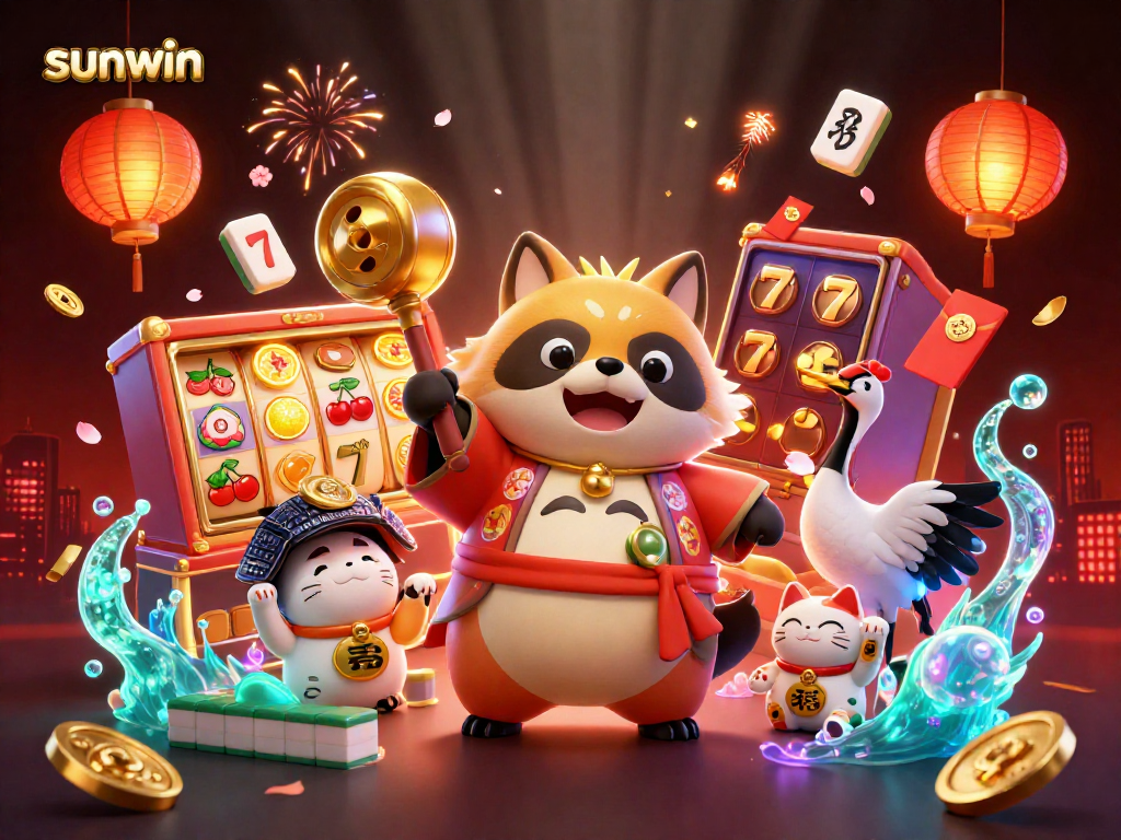 Spin your fortune at sunwin with lively fun from a tanuki and lucky symbols!