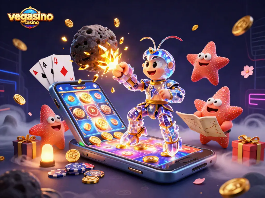 Engage with the vibrant gameplay of vegasino casino, featuring a galactic samurai amid rich gaming elements.
