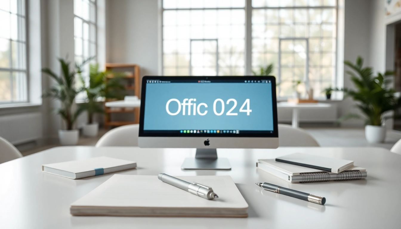 Office 2024 für macOS Dauerlizenz auf einem modernen Mac in einem hellen Büro.
