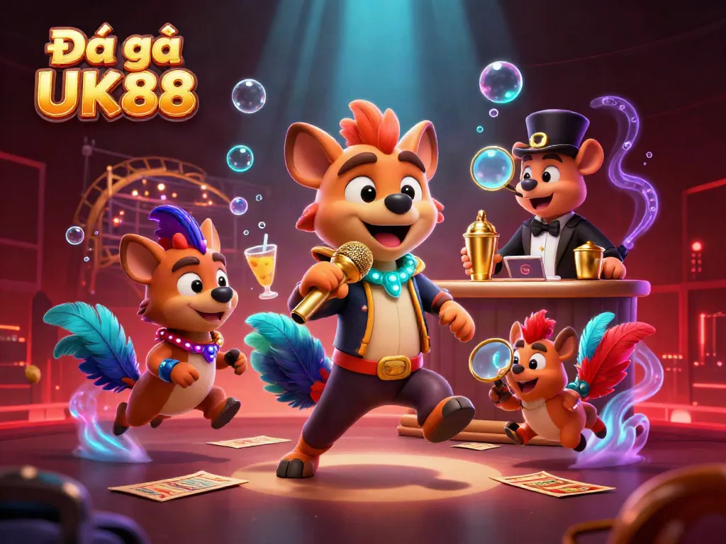 Experience the excitement of Đá gà UK88 with lively cartoon hyenas in a comedic casino setting.