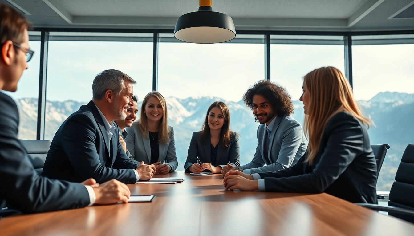 Headhunter Schweiz bei einem professionellen Geschäftsmeeting im Büro