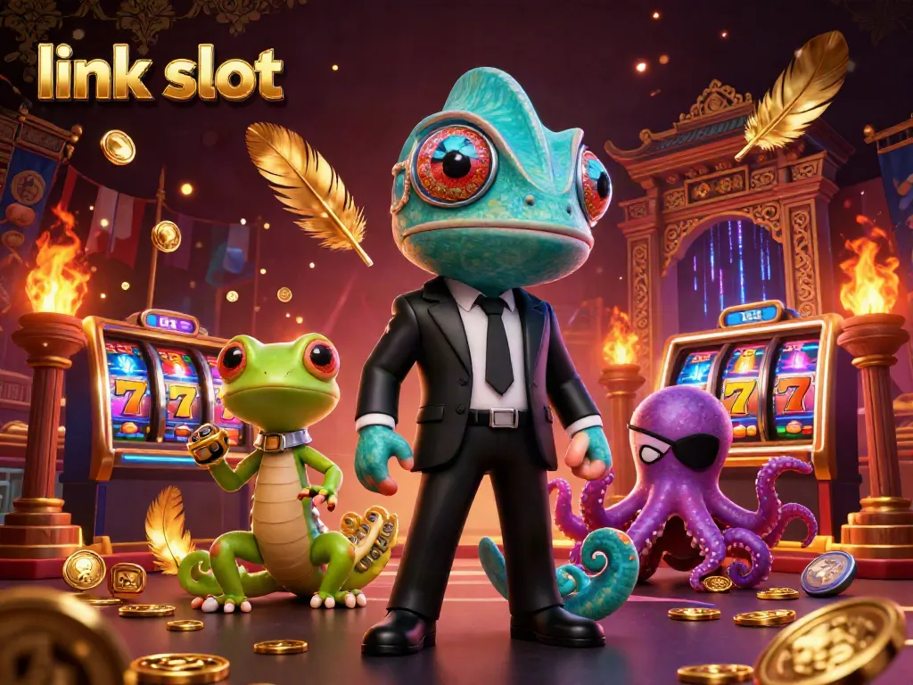 Spin the link slot and win big with vibrant casino-inspired elements and colorful characters.