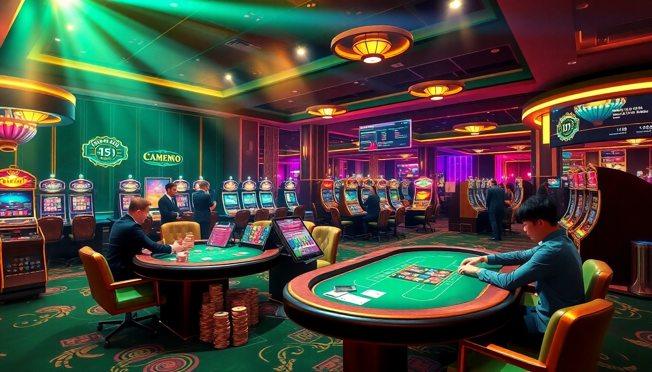 Engaging scene of casino games reflecting the experience at https://u888u88.com/, featuring poker chips and card tables.