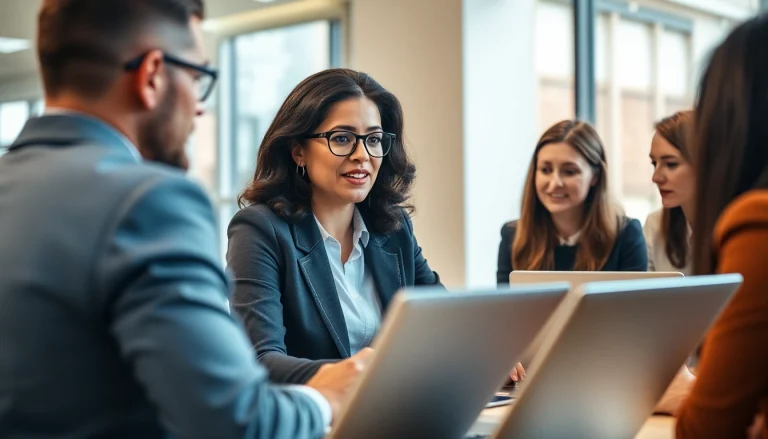 Wir sehen einen Headhunter IT, der in einem modernen Büro mit Kandidatenprofilen arbeitet.